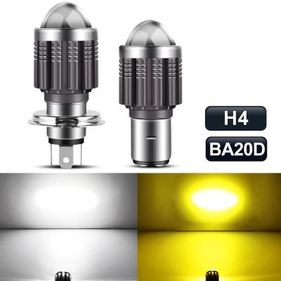 China PC+Aluminum Alloy LED Headlight Automotive Dual Color H6 Yellow White White Lamp For Motorcycle Motorbike Car LED Fog Driving Bulb for sale