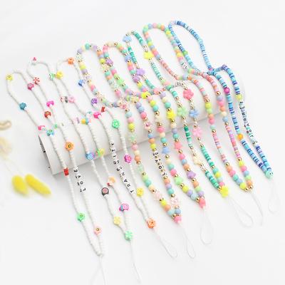 China Durable New Arrival Handmade Chain Lanyard For Mobile Phone Fashion Cell Phone Colorful Crystal Beaded Chain for sale