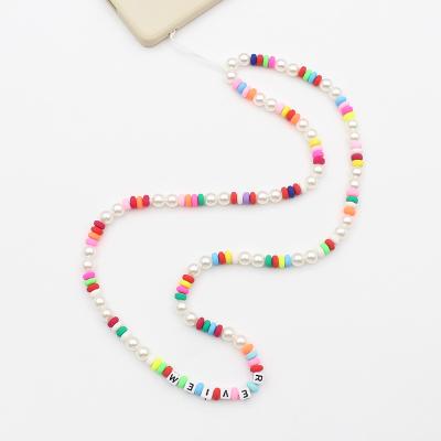 China Durable Fashionable Cell Phone Chain Decorated With Colorful Beads Phone Case Straps for sale