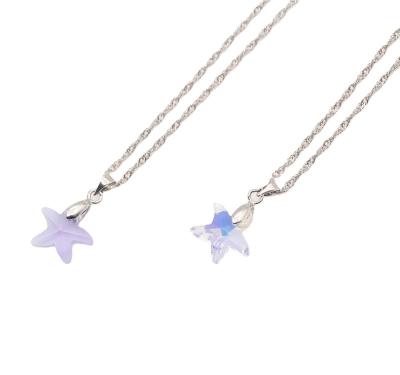 China Tasty Promotional Cheap Price Star Shape Tasty Clear Crystal Pendant Starfish Charm Twisted Chain Necklace For Girls for sale