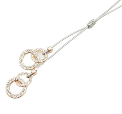 China Amazon Long Drop Rose Gold Rhinestone Sweater Chain Casual Hot Selling Silver Genuine Leather Buckle Shaped Pendant Necklace for sale