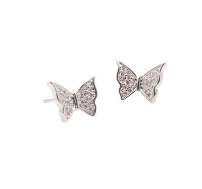 China Wholesale China Factory Copper Animal Glitter Crystal Butterfly Stud Earrings for sale