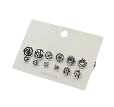 China Tasty Rose Flower Stud Earrings Bohemia Mini Star Bohemia Retro Multi Piece Set Combination For Girls for sale