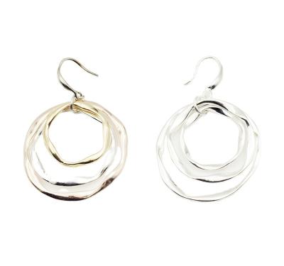 China Wholesale Fashion Round Shape Hypoallergenic High Quality Irregular Chunky Triple Hoop Statement Earrings For Women for sale