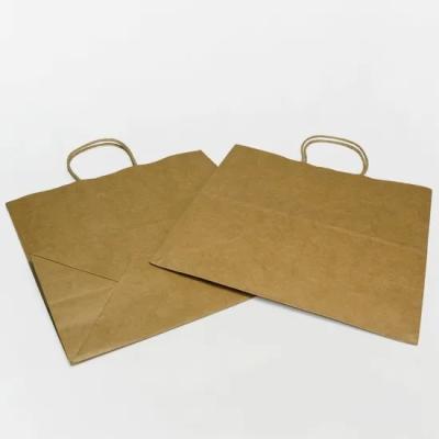 China Recycled Materials Food Kraft Paper Bags With Handle , White Paper Bag With Printed for sale