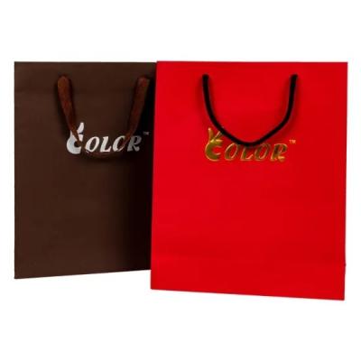 China Recyclable Luxury Red Paper Gift Bag With Handle Custom Recyclable Shopping Paper Bag With Logo for sale