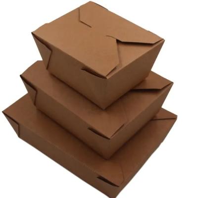 China Recyclable Brown Collapsible Kraft Box Grade Kraft Paper Packing Box Fast Food Salad Packing Box for sale