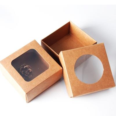 China Wholesale Recycled Materials 4x4x4 Gift Box Soap Paper Box With Clear Window Handmade Kraft Paper Box For Packaging for sale