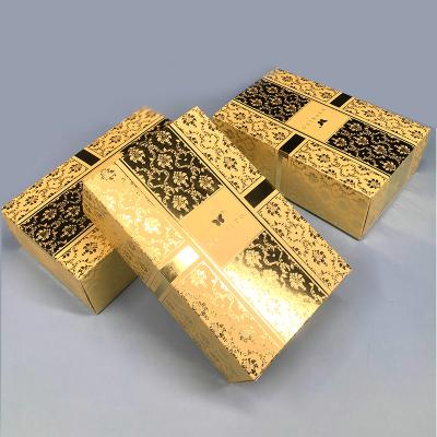 China Good Quality Materials Recycled Pantone Custom Cardboard Box With Shiny Gold Foil Gift Box For Perfume Folding Packing Box Export To Europe for sale