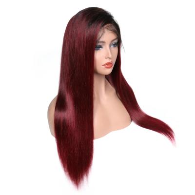 China Silky Straight Wig 10a High Density Quality Full Lace Human Hair Wave 99J Brazilian Hair For Black Women for sale