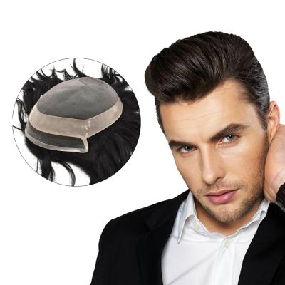 China lace & New Arrival PU Men's Hair Wig Hairpiece Hairpiece Lace Wig Hairpiece Replacement Swiss Men's Wig for sale