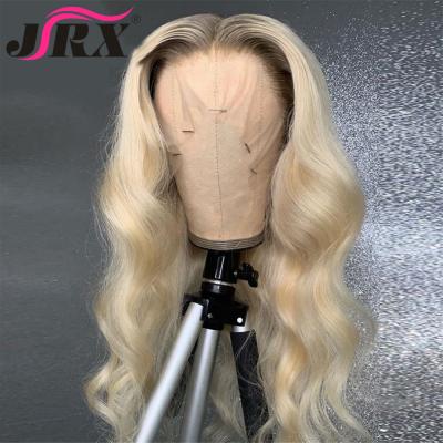 China Silky Straight Wave 613 Blonde Ombre Body Wave Lace Up Human Hair Wigs Dark Brown Roots Brazilian Remy Lace Closure Wig for sale