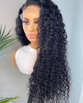 China Natural Wave 24 Inch Best Quality 130% Density Indian Hair 100% Lace Closure Wigs for sale