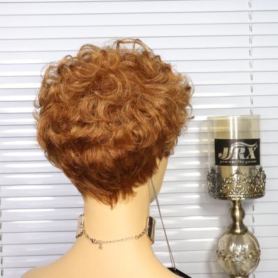 China Pixie Cut Machine Made Human Hair Wigs 150% Density Short Curly Ombre Short Wigs Colored for sale