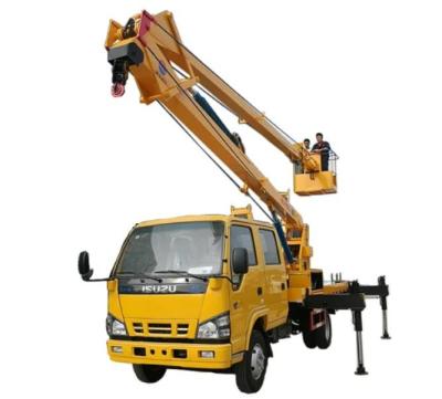 China TRUCK CRANE ISUZU 4x2 6 wheeler worker lifter bucket aerial work platform truck for sale