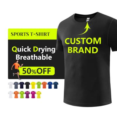 China Anti-Wrinkle Free Samples T-shirts Custom Print Gym Polyester T-shirt Sport T-shirt for sale