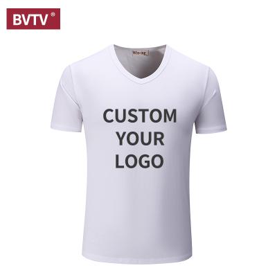 China Wholesale Men's Clothing OEM China Factory V-neck T-shirt Custom Cotton T-Shirts Summer Anti-Shrink for sale