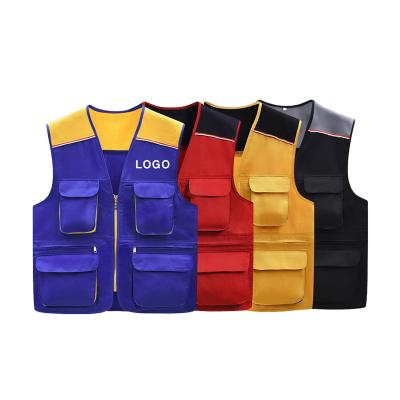 China Custom Anti-Wrinkle Work Vest Uniform With Pockets Sleeveless Work Tool Vest for sale