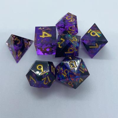 China DND Games Factory Wholesale Customized Clear Red Blue Purple Green Polyhedral DND Resin Dice Set for D&D Role Playing Games for sale