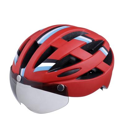 China Fashionabe Bicycle Helmet PVC+EPS With Safety Lens MTB Cycling Helmets Mountain Road Bicycle Cycling Helmets for sale