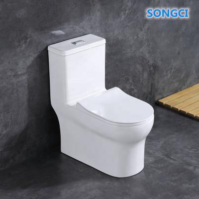 China Double-flow Chaozhou Manufacturer Good Quality Sanitry Ware Ceramic Siphonic WC Toilet Commode One Piece Toilet Sets for sale