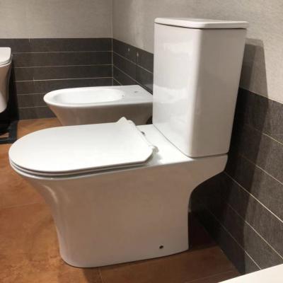 China Fashionable Washdown P-trap/S-trap Double Flush Double Toilet Wholesale Siphonic Rimless Two-piece Toilet for sale