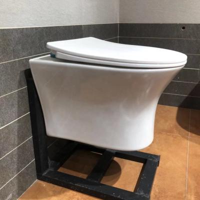 China Modern Double-Flow System Sanitary Ware WC Ceramic Rimless Flushing Wall Hung Toilet for sale