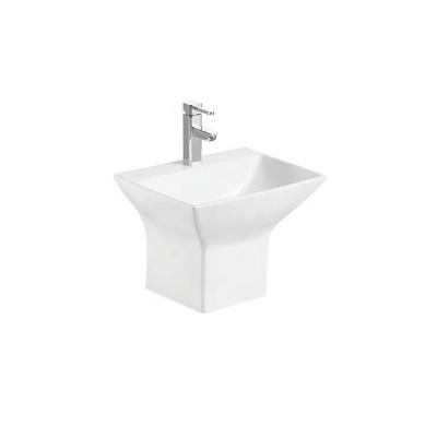 China Modern Square Design Wall Hung Basin With Half Pedestal European Style Sinks for sale