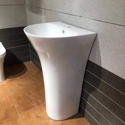 China Easy Clean Bathroom Sets Wash Basin Floor Standing New Design Wash Sink Ceramic Square Pedestal Sink S-6307G for sale