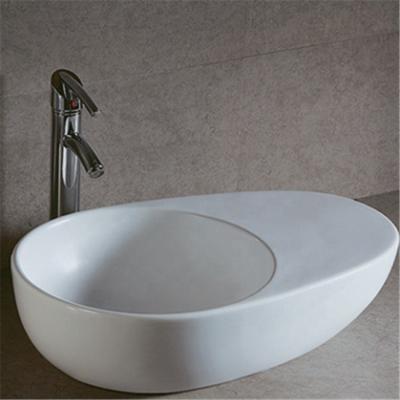 China Modern Sanitary Ware Made In China With Oval Shape And Exterior Smooth Art Wash Basin For Bathroom for sale