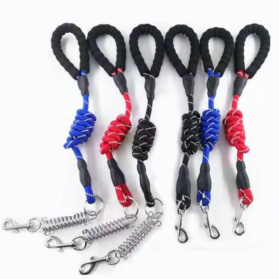 China Heavy Duty Dog Leash Factory Pet Training Leash Shock Absorbing Spring Direct Explosion Proof Lockable Swivel Hook With Highly Reflective for sale