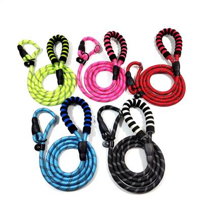 China Foam Grip Round Rope DETACHED Pet Colored Nylon Neck Proof Dog Walking Leash for sale