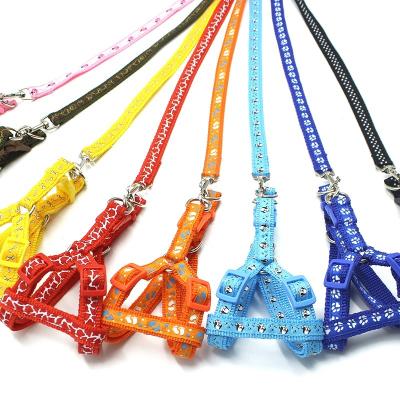 China Multi DETACHED Designs Printing Nylon Pet Harness With Leash No Pull Dog Harness Safe Leash Set Adjustable For Small Medium Large Dogs for sale