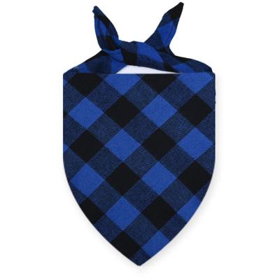 China Cheap Price Stocked Single Layer Cat Bib Scarf Soft Brushed Cotton Plaid Dog Bandana Christmas Triangle Pet Plaid Bandana for sale