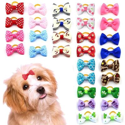 China Stocked Pet Grooming Accessories For Girl Puppy Hair Bows With Elastic Bands for sale