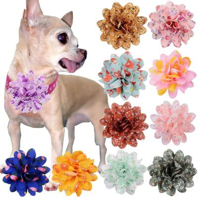 China New Stocked Pet Grooming Accessories Pet Bow Collar Dog Charms Multicolor Flower Set Dog Flower Bow Collar for sale