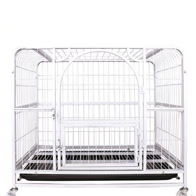 China Sustainable Premium Quality Square Tube Thicken Heavy Duty Kennel Black Pet Cage Silver Heavy Duty Metal Dog Cage For Medium And Large Dogs Pet for sale