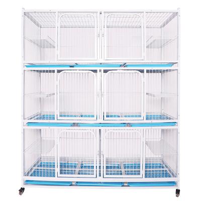 China Hot Selling Sustainable Nano Baking Dog Cat Breeding Varnish 6 Door 3 Tier Cat Cage Square Tube Steel Wire Cage For Small Animals for sale