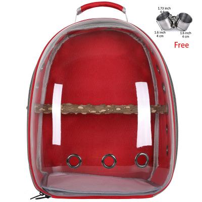 China Cat Dog Parrot Backpack Capsule Pet Stored Transparent Birds Travel Cage With Stand Perch To Increase Outdoor Walking for sale