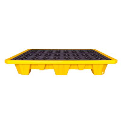 China Factory Sale Double Sided Poly Polyethylene Hot Puddle Plastic Pallet 4 Drum Secondary Containement Metal for sale