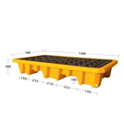 China Four 4 drums 1300*700*300 mm virgin HDPE yellow detachable large size double sided plastic ibc spill paddle for sale