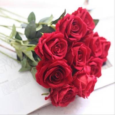 China Factory wholesale high quality artificial rose flowers home decoration for single red rose flower for sale