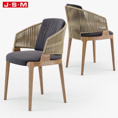 China Luxury Hot Rope Cushion Vintage Style Slipcovered Products Cushion Seat Ash Timber Base Leisure Dining Back Chairs for sale