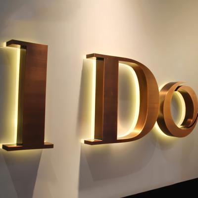 China Strong Led Letter Fashion Designed Backlit Brass Vintage Led Wall Sign for sale