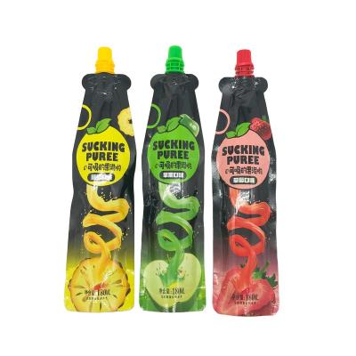 China Disposable Flavoring Packaging Beverage Plastic Pouch Stand-Up Water Bag With Spout for sale