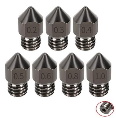 China For 3d Printer MK7 MK8 Hardened Steel Nozzles 0.2 0.3 0.4 0.5 0.6 0.8 1.0mm Thread M6 1.75MM Filament For 3D Printers for sale