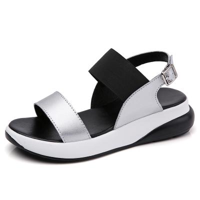 China 2021new fashion trend designs flats sandals ladies fancy flst sandals breathable leather thick unique beach for sale