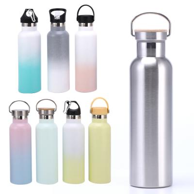 China Customization Double Mouth Wall Stainless Steel Water Bottle PORTABLE Medium Portable Gym Insulated Fitness Sports Bottle With Straw for sale