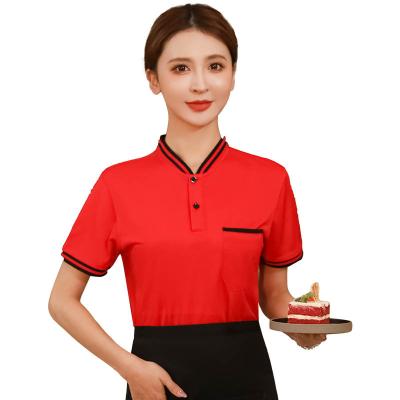 China Waiter Sourcing Men's Summer T-shirt Custom Short Sleeve Workwear Anti-Pilling Lapel Polo Shirt for sale