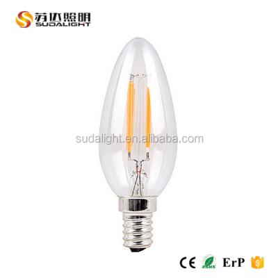 China Lamp Glass Bulb Lights Item Type And Material C35 Glass Body Led Filament Bulb E14 LED Filament Lamp for sale